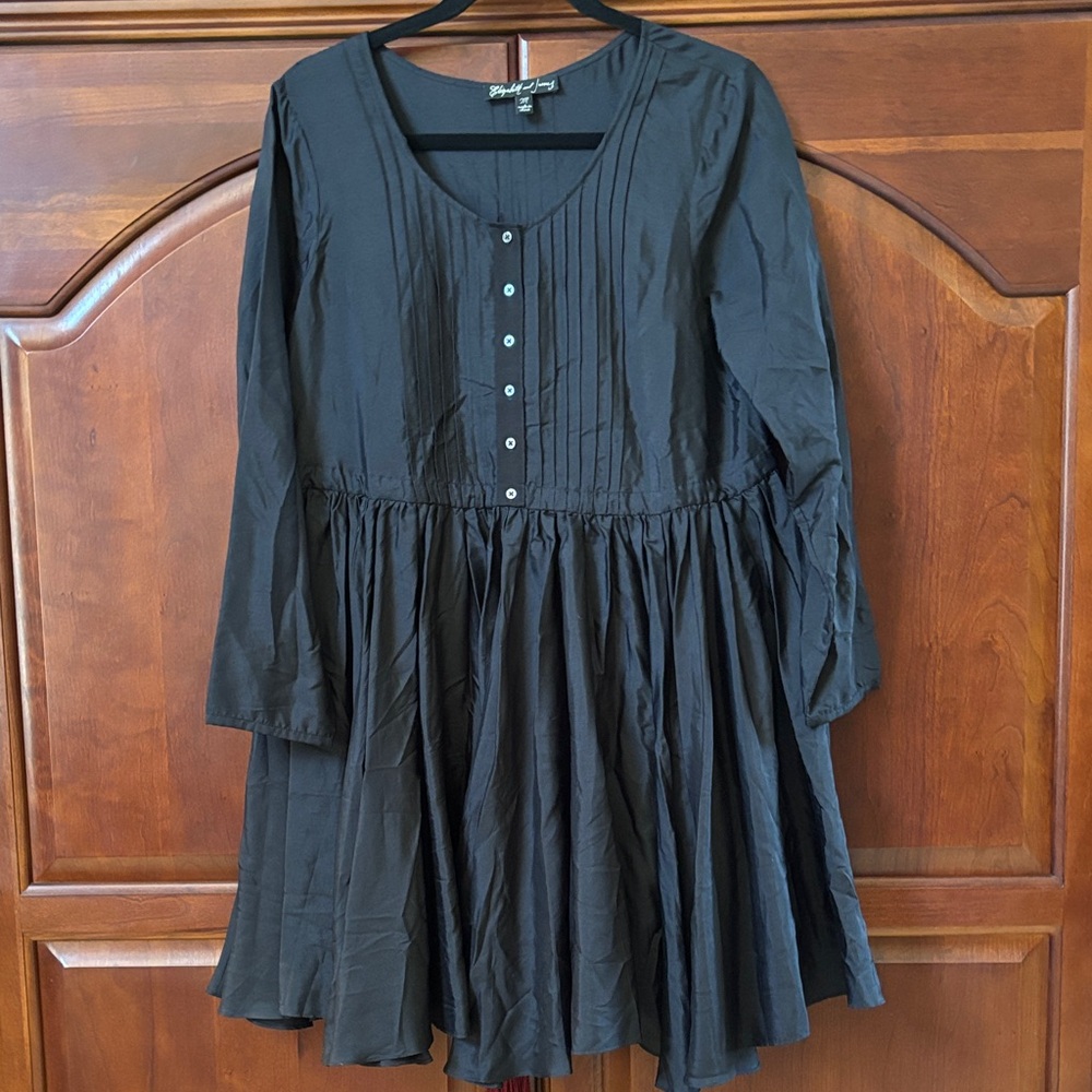 Elizabeth and James Black Pleated Dress